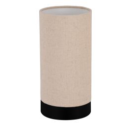 FENIGLIA LAMPADA DA TAVOLO IN TESSUTO DI LINO NATURALE E BASE IN METALLO NERO CON LAMPADINA ATTACCO E27 2