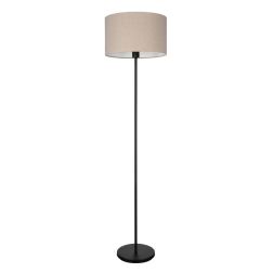 FENIGLIA LAMPADA DA TERRA IN METALLO NERO CON PARALUME IN TESSUTO DI LINO NATURALE CON LAMPADINA ATTACCO E27