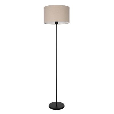 FENIGLIA LAMPADA DA TERRA IN METALLO NERO CON PARALUME IN TESSUTO DI LINO NATURALE CON LAMPADINA ATTACCO E27