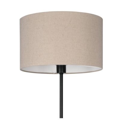 FENIGLIA LAMPADA DA TERRA IN METALLO NERO CON PARALUME IN TESSUTO DI LINO NATURALE CON LAMPADINA ATTACCO E27