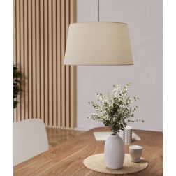 FEBRES SOSPENSIONE ROTONDA D35 CM PARALUME IN TESSUTO BIANCO MODERNA CON LAMPADINE ATTACCO E27