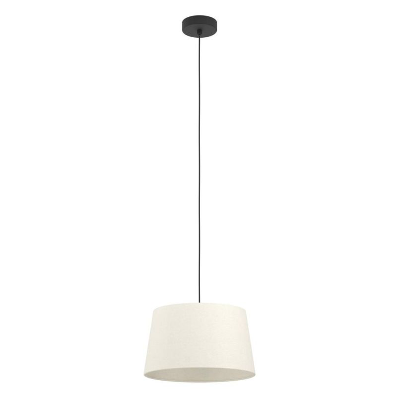 FEBRES SOSPENSIONE ROTONDA D35 CM PARALUME IN TESSUTO BIANCO MODERNA CON LAMPADINE ATTACCO E27