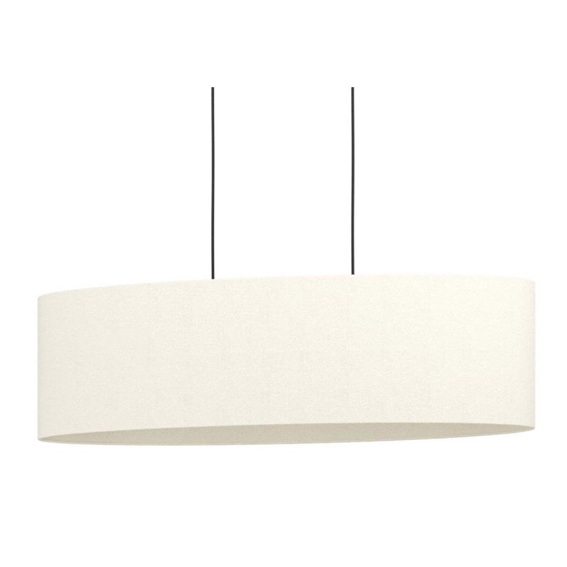 FEBRES SOSPENSIONE LARGA 78 CM CON PARALUME IN TESSUTO BIANCO MODERNA CON LAMPADINE ATTACCO E27