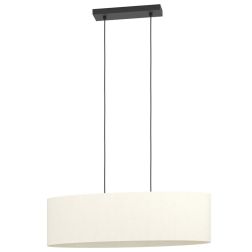 FEBRES SOSPENSIONE LARGA 78 CM CON PARALUME IN TESSUTO BIANCO MODERNA CON LAMPADINE ATTACCO E27 2