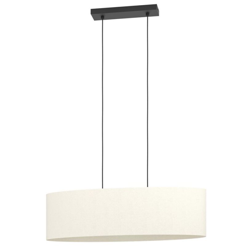 FEBRES SOSPENSIONE LARGA 78 CM CON PARALUME IN TESSUTO BIANCO MODERNA CON LAMPADINE ATTACCO E27