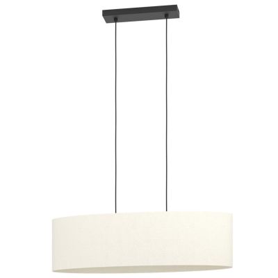 FEBRES SOSPENSIONE LARGA 78 CM CON PARALUME IN TESSUTO BIANCO MODERNA CON LAMPADINE ATTACCO E27