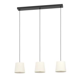 FEBRES SOSPENSIONE 3 LUCI NERA CON PARALUMI IN TESSUTO BIANCO MODERNA CON LAMPADINE ATTACCO E27 2