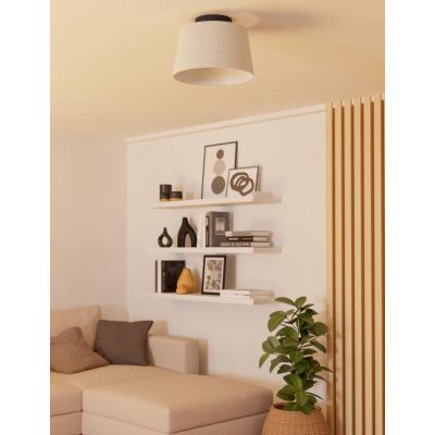 FEBRES PLAFONIERA D35 CM PARALUME IN TESSUTO BIANCO MODERNA CON LAMPADINE ATTACCO E27