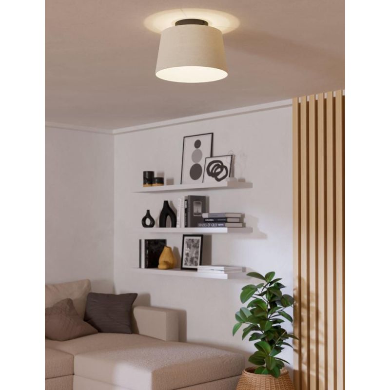 FEBRES PLAFONIERA D35 CM PARALUME IN TESSUTO BIANCO MODERNA CON LAMPADINE ATTACCO E27
