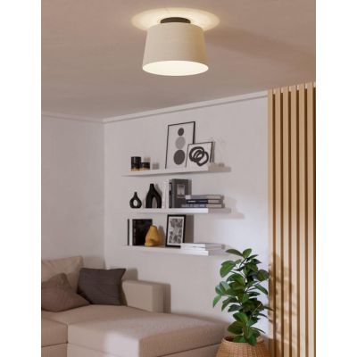 FEBRES PLAFONIERA D35 CM PARALUME IN TESSUTO BIANCO MODERNA CON LAMPADINE ATTACCO E27