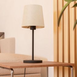 FEBRES LUMETTO IN METALLO NERO CON PARALUME IN TESSUTO BIANCO MODERNO LAMPADINA ATTACCO E27