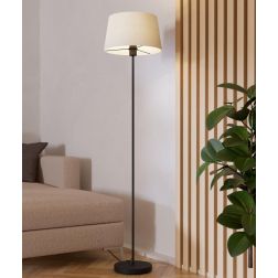 FEBRES PIANTANA IN METALLO NERO CON PARALUME IN TESSUTO BIANCO MODERNO LAMPADINA ATTACCO E27