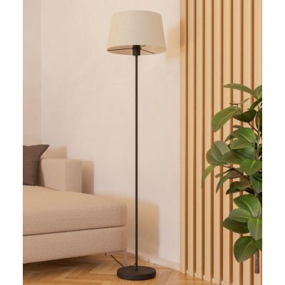 FEBRES PIANTANA IN METALLO NERO CON PARALUME IN TESSUTO BIANCO MODERNO LAMPADINA ATTACCO E27