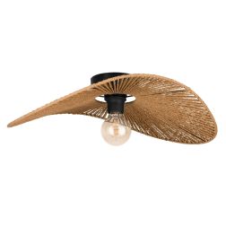 SIRUELA PLAFONIERA VINTAGE CON DIFFUSORE IN CARTA NATURALE E BASE NERA LAMPADINA ATTACCO E27