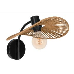 SIRUELA LAMPADA DA PARETE VINTAGE METALLO NERO CON DIFFUSORE IN CARTA NATURALE LAMPADINA ATTACCO E27