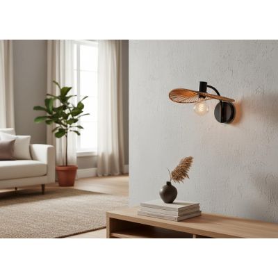 SIRUELA LAMPADA DA PARETE VINTAGE METALLO NERO CON DIFFUSORE IN CARTA NATURALE LAMPADINA ATTACCO E27