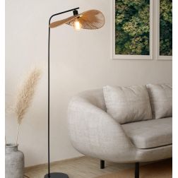 SIRUELA PIANTANA STILE VINTAGE H160 CM METALLO NERO CON DIFFUSORE IN CARTA NATURALE LAMPADINA E27