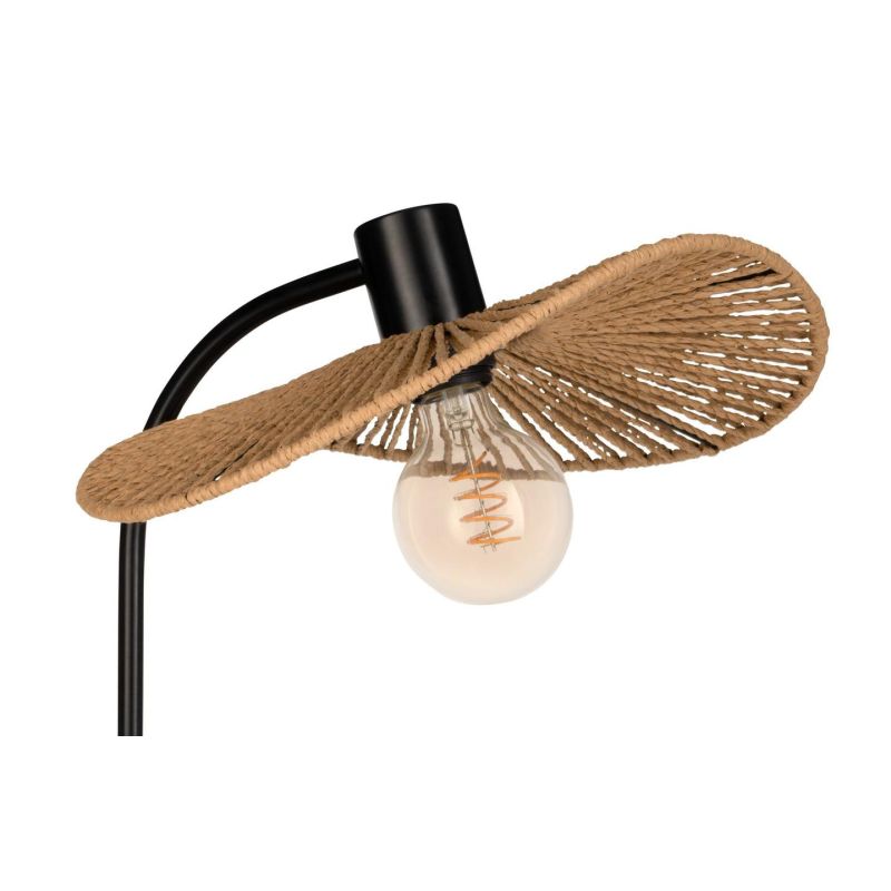 SIRUELA LAMPADA DA TAVOLO STILE VINTAGE IN METALLO NERO CON DIFFUSORE IN CARTA NATURALE LAMPADINA E27