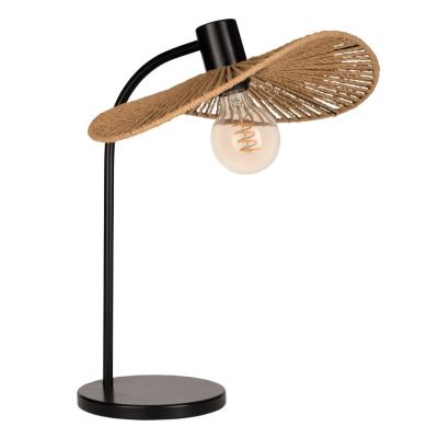 SIRUELA LAMPADA DA TAVOLO STILE VINTAGE IN METALLO NERO CON DIFFUSORE IN CARTA NATURALE LAMPADINA E27