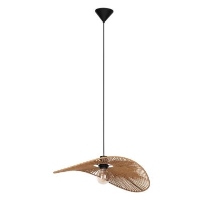 SIRUELA SOSPENSIONE VINTAGE NERA CON DIFFUSORE IN CARTA NATURALE IN 2 MISURE CON LAMPADINA E27