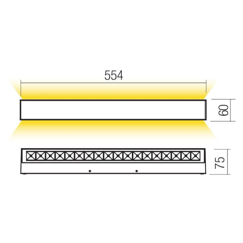 AROOS APPLIQUE DA ESTERNO L50 CM 3 COLORI IP65 LED 30W LUCE 3000K BIEMISSIONE LUCE Redo Group - Cristalensi Shop Online