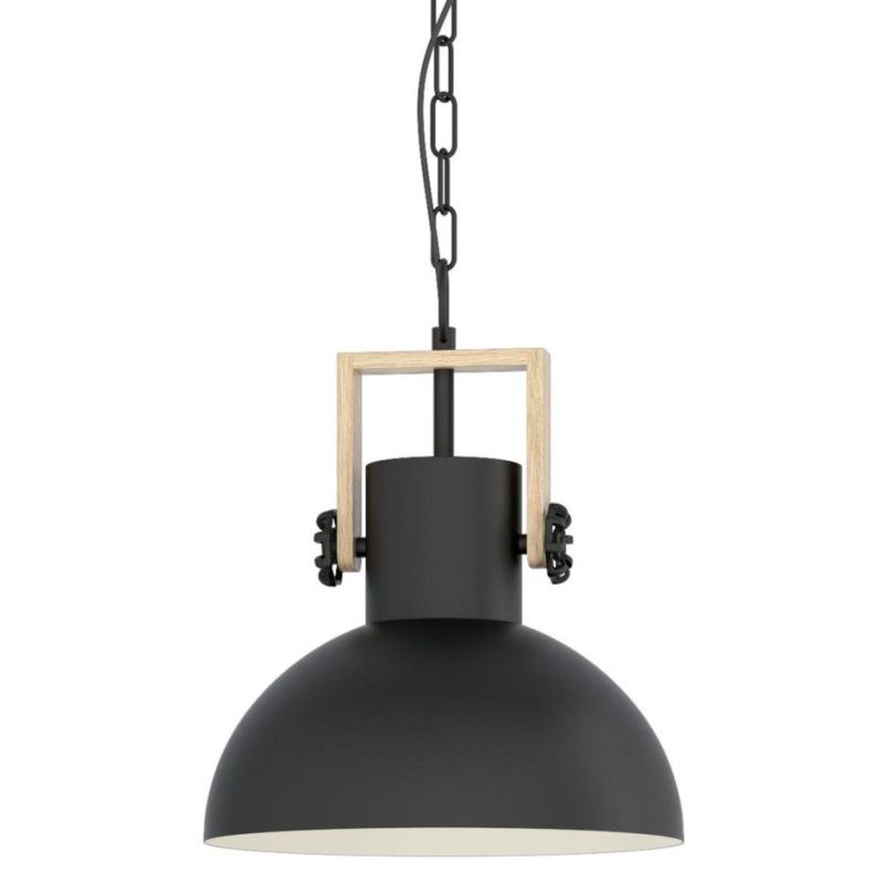LUBENHAM SOSPENSIONE SINGOLA IN METALLO NERO DIFFUSORE ORIENTABILE STILE VINTAGE LAMPADINA E27