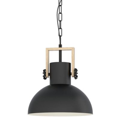 LUBENHAM SOSPENSIONE SINGOLA IN METALLO NERO DIFFUSORE ORIENTABILE STILE VINTAGE LAMPADINA E27