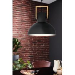 LUBENHAM SOSPENSIONE SINGOLA IN METALLO NERO DIFFUSORE ORIENTABILE STILE VINTAGE LAMPADINA E27