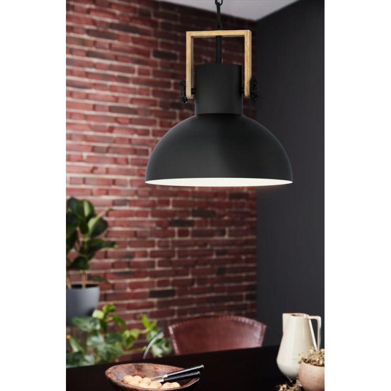 LUBENHAM SOSPENSIONE SINGOLA IN METALLO NERO DIFFUSORE ORIENTABILE STILE VINTAGE LAMPADINA E27