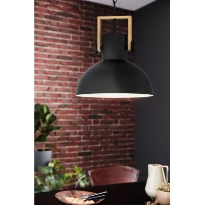 LUBENHAM SOSPENSIONE SINGOLA IN METALLO NERO DIFFUSORE ORIENTABILE STILE VINTAGE LAMPADINA E27