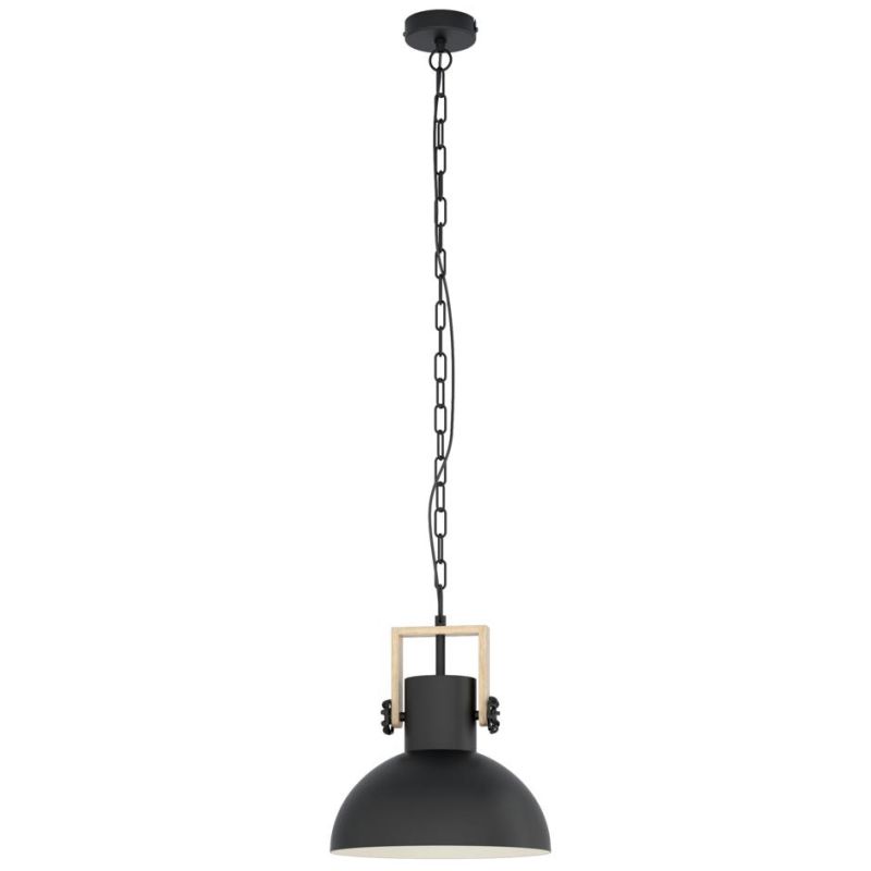 LUBENHAM SOSPENSIONE SINGOLA IN METALLO NERO DIFFUSORE ORIENTABILE STILE VINTAGE LAMPADINA E27