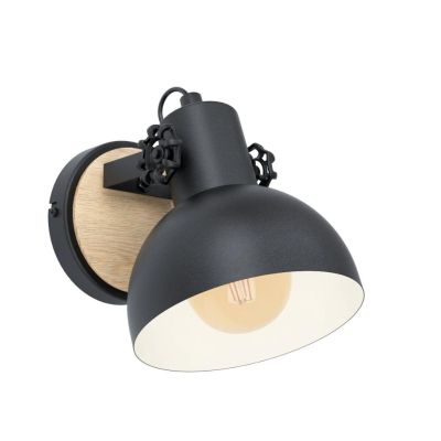 LUBENHAM APPLIQUE IN METALLO NERO DIFFUSORE ORIENTABILE STILE VINTAGE LAMPADINA ATTACCO E27