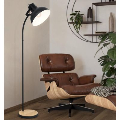 LUBENHAM PIANTANA IN METALLO NERO H160 CM CON DIFFUSORE ORIENTABILE STILE VINTAGE LAMPADINA ATTACCO E27