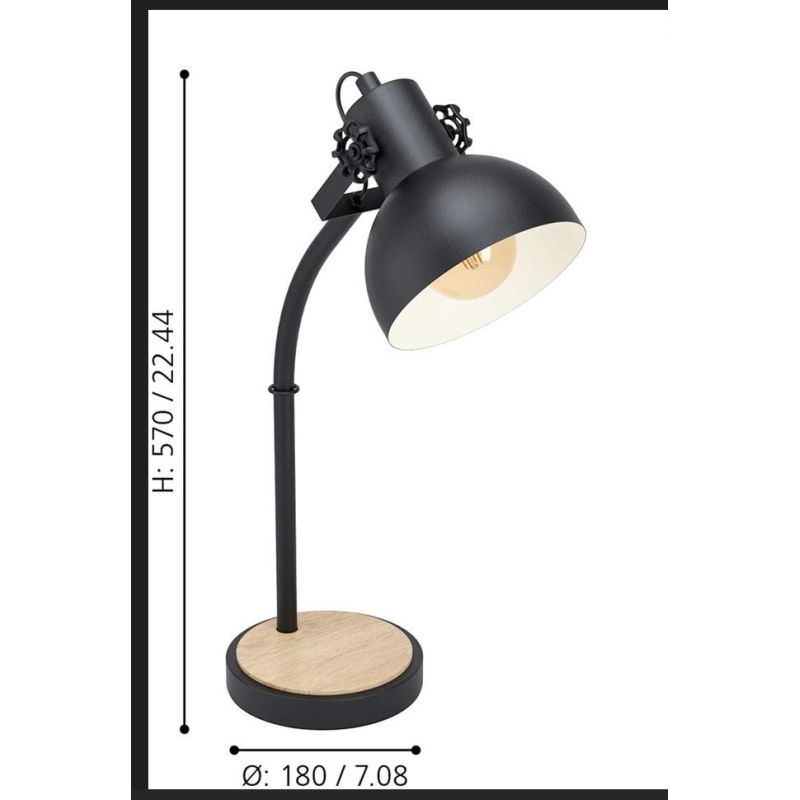 LUBENHAM LUMETTO IN METALLO NERO CON DIFFUSORE ORIENTABILE STILE VINTAGE LAMPADINA ATTACCO E27