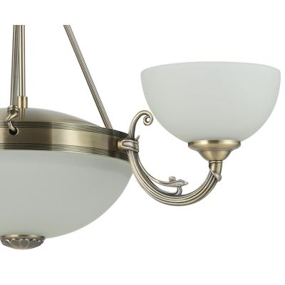 SAVOY LAMPADARIO A SOSPENSIONE 3 LUCI IN METALLO BRUNITO E DIFFUSORI IN VETRO D74 CM STILE CLASSICO