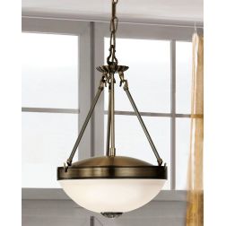 SAVOY SOSPENSIONE SINGOLA  IN METALLO BRUNITO E VETROSATINATO BIANCO D31 CM STILE CLASSICO 2