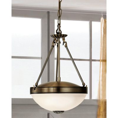 SAVOY SOSPENSIONE SINGOLA  IN METALLO BRUNITO E VETROSATINATO BIANCO D31 CM STILE CLASSICO