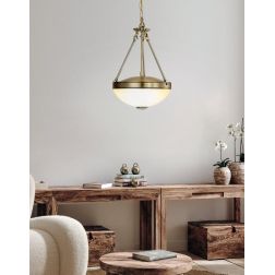 SAVOY SOSPENSIONE SINGOLA  IN METALLO BRUNITO E VETROSATINATO BIANCO D31 CM STILE CLASSICO