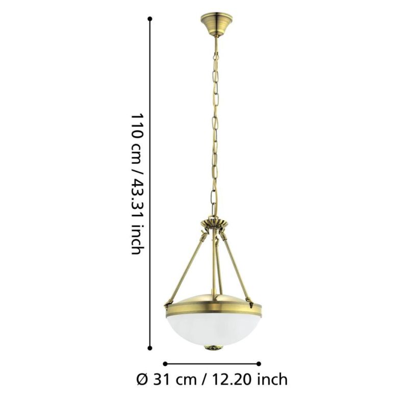 SAVOY SOSPENSIONE SINGOLA  IN METALLO BRUNITO E VETROSATINATO BIANCO D31 CM STILE CLASSICO