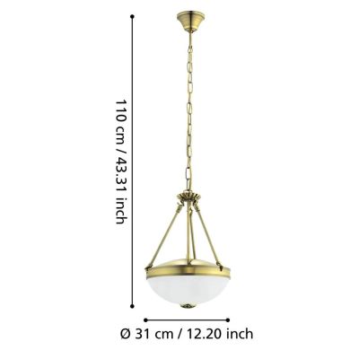 SAVOY SOSPENSIONE SINGOLA  IN METALLO BRUNITO E VETROSATINATO BIANCO D31 CM STILE CLASSICO