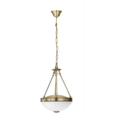 SAVOY SOSPENSIONE SINGOLA  IN METALLO BRUNITO E VETROSATINATO BIANCO D31 CM STILE CLASSICO