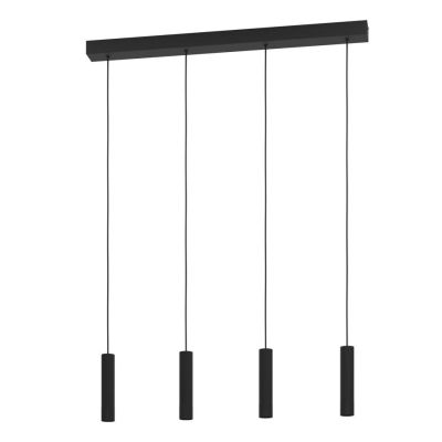 ALMUDAINA SOSPENSIONE 4 LUCI IN ACCIAIO NERO LED 21W LUCE 3000K LARGHEZZA CM 84 DESIGN MODERNO