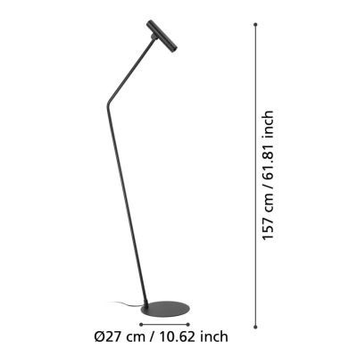 ALMUDAINA PIANTANA MODERNA ORIENTABILE H157 CM LED 5W LUCE 3000K IN METALLO NERO