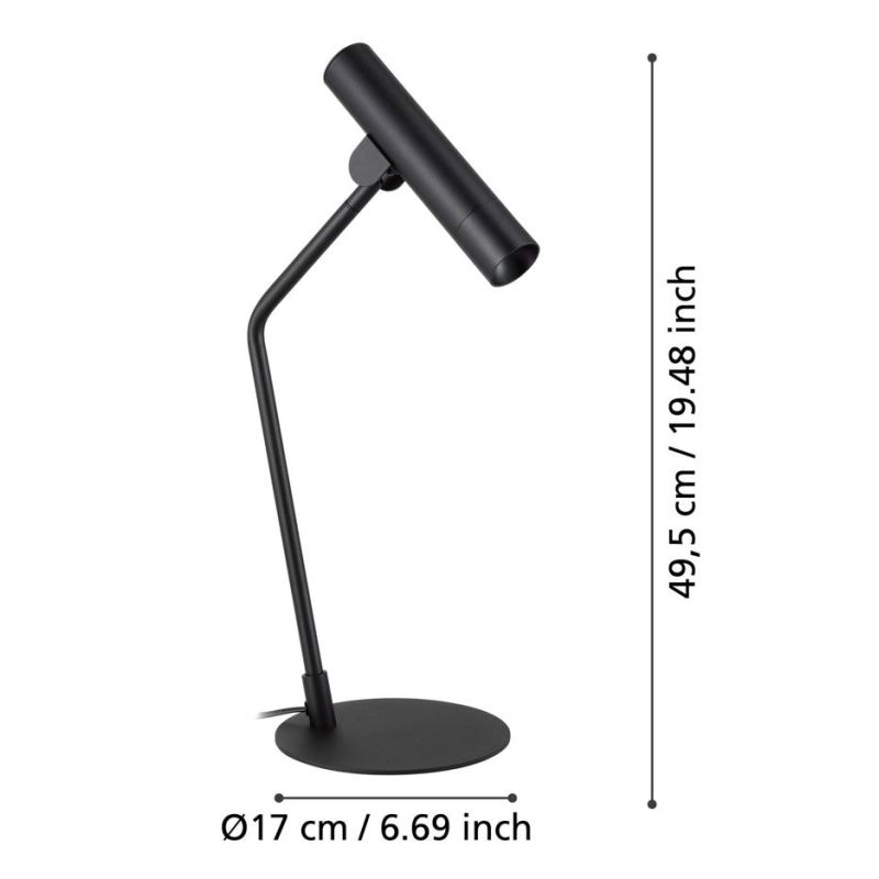 ALMUDAINA LAMPADA DA TAVOLO ORIENTABILE H49 CM LED 5W LUCE 3000K IN METALLO NERO MODERNA