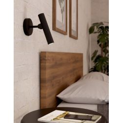 ALMUDAINA APPLIQUE DA PARETE ORIENTABILE COLORE NERO LED 5W LUCE 3000K DESIGN MODERNO