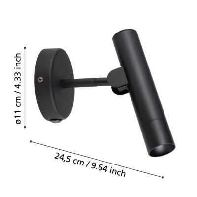 ALMUDAINA APPLIQUE DA PARETE ORIENTABILE COLORE NERO LED 5W LUCE 3000K DESIGN MODERNO