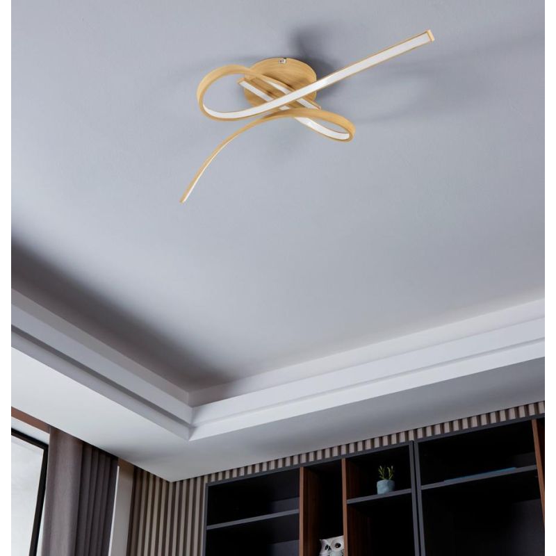 SELVINA 2 PLAFONIERA IN ACCIAIO FINITURA LEGNO CON LED 20,5W LUCE 3000K DESIGN MODERNO