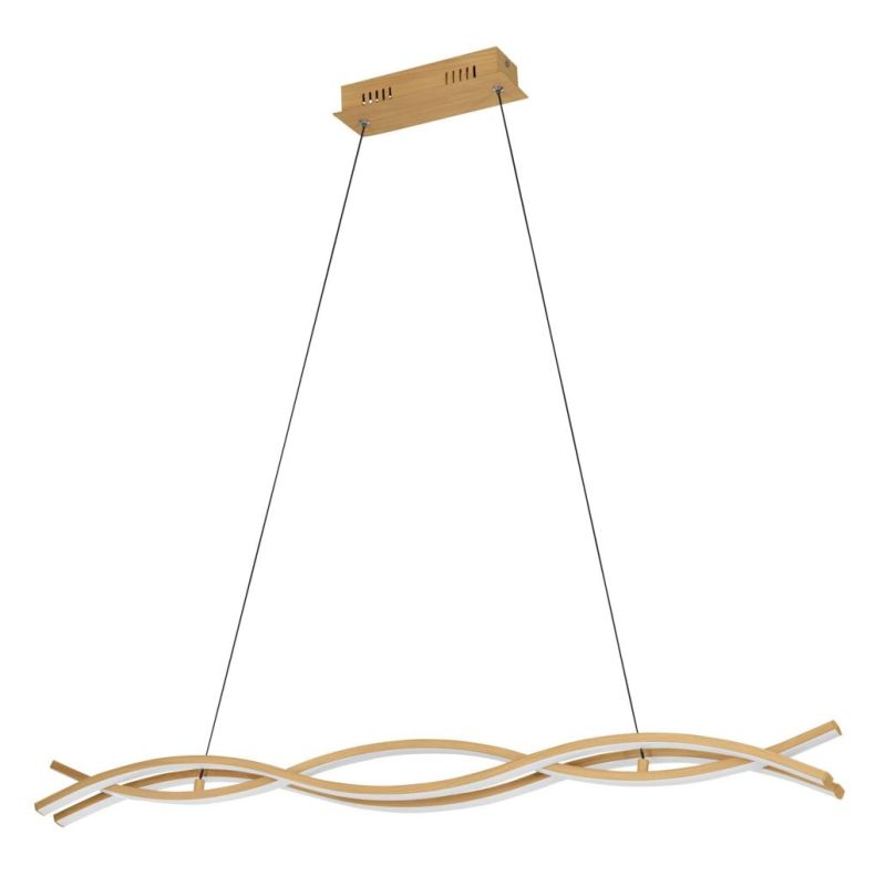 LASANA 4 SOSPENSIONE ONDULATA LED 35W LUCE 3000K ACCIAIO FINITURA LEGNO DESIGN MODERNO