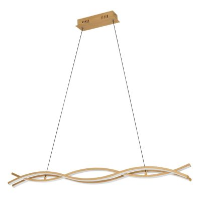 LASANA 4 SOSPENSIONE ONDULATA LED 35W LUCE 3000K ACCIAIO FINITURA LEGNO DESIGN MODERNO