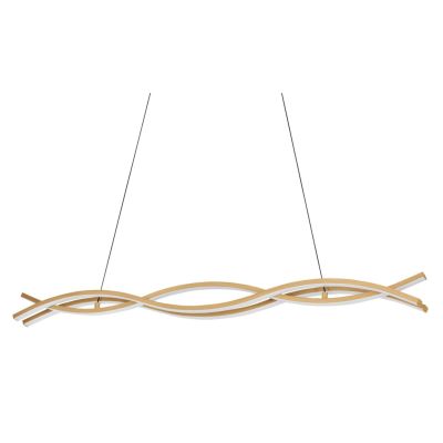 LASANA 4 SOSPENSIONE ONDULATA LED 35W LUCE 3000K ACCIAIO FINITURA LEGNO DESIGN MODERNO